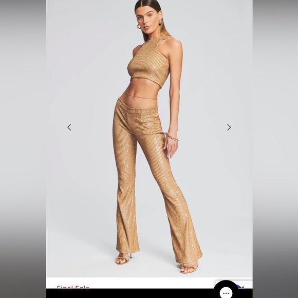 SET NWT RETROFETE Julien Sequin Knit Pant and Vaani Bra set in nude - Picture 4 of 16